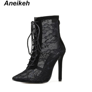 High Heel Sexy Mesh Sandal Ankle Boots